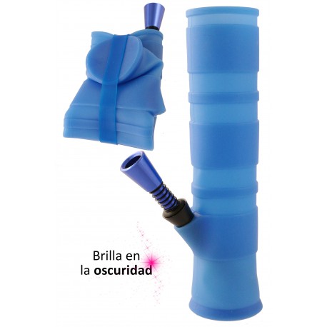 4T. 20 cm. Folding blue bong in medical silicone