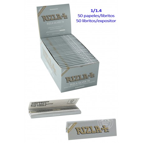 Rizla+® Box RIZLA Silver 25 libretti doppi 2500 cartine corte combu