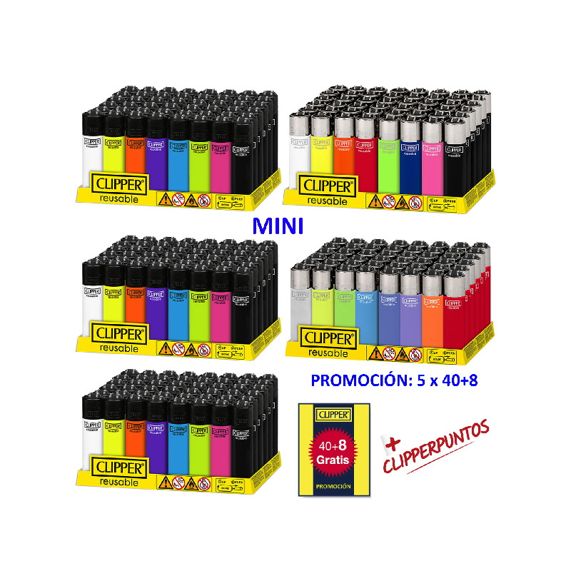 4t Set De 5 Exp Mini Lisos Clipper Con Oferta 40 Encendedores 8 Sin Cargo Ciaf S L