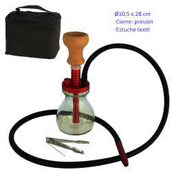 5T. 28 cm Shisha roja de aluminio con base de cristal