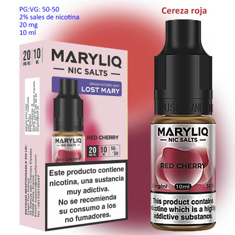 6T. 20 mg. Red Cherry «MARYLIQ» Sales de nicotina