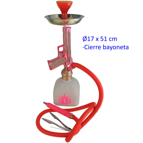 5T. 51 cm. Shisha rosa de cristal con 1 manguera