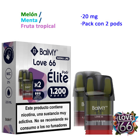 4T. Love 66 20 mg. «BALMY ÉLITE» 2 Pods recarga