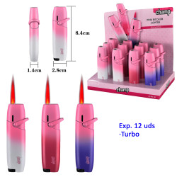 3T. Expositor con 12 encendedores turbo «Champ» pink