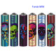 4T. «SKULL MUSIC 1» Exp. 30 encendedores Mini Clipper con funda metal