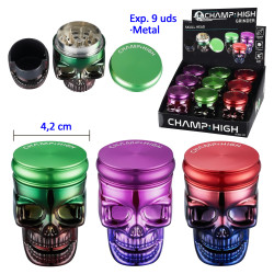 3T. Ø 4,2 cm. Expositor con 9 Grinders «CHAMP»Skull