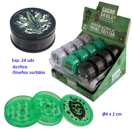 1T. Ø 4 cm. Expositor con 24 Grinders «Sugar Skull» 3 partes