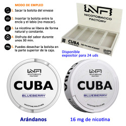 4T. Blueberry CUBA WHITE Nicotine pouches 16 mg.