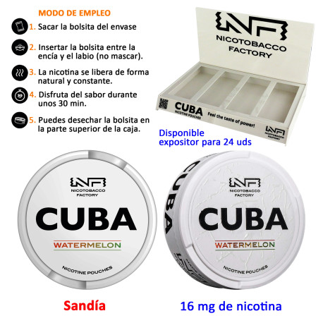 4T. Watermelon CUBA WHITE Nicotine pouches 16 mg.