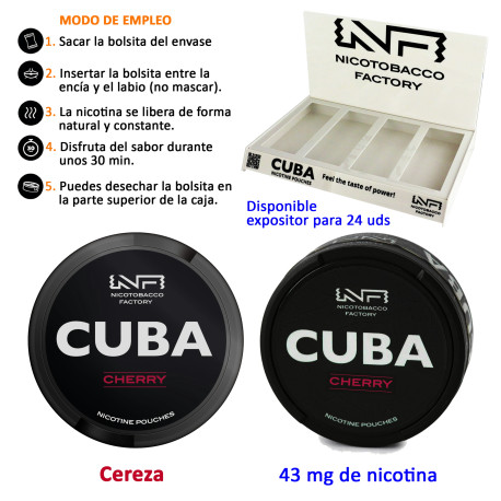 4T. Cherry CUBA BLACK Nicotine pouches 43 mg.