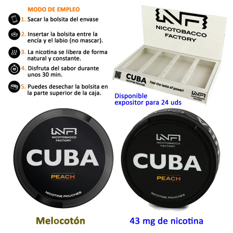 4T. Peach CUBA BLACK Nicotine pouches 43 mg.