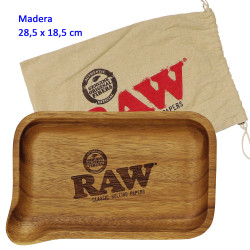 4T. «RAW» 28,5 x 18,5 cm. Bandeja para liar de madera con pico vertedor