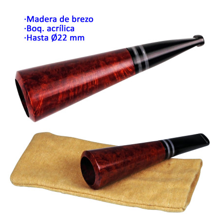 3T. Boquilla puro en madera de brezo «TROMBA» con boquilla acrílica para cigarros de hasta 22 mm de diámetro