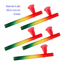 2T. Pack de 5 pipas cristal tricolor 10,5 cm.